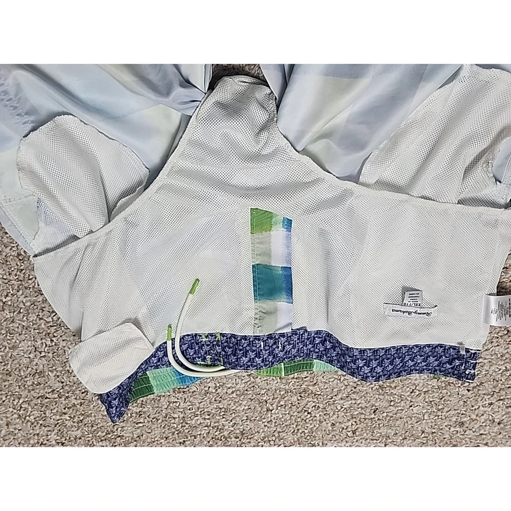 Tommy Bahama Baja Harbor Cove Blue Plaid Swimsuit Men's XXL Pockets‎ Liner Zip